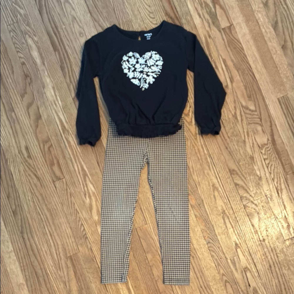 Carter's Black and Tan Matching Set with Heart Design